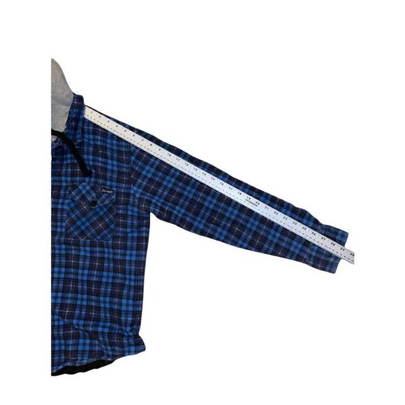 Tokyo Hooded Lined Flannel Jacket Black and Blue Kid's Size L - Picture 8 of 11